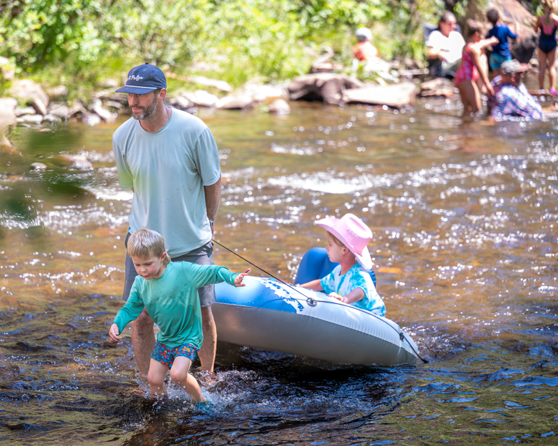 The St. Vrain River was cool though the temperatures were hot at RockyGrass 2026 - photo © Tom Dunning