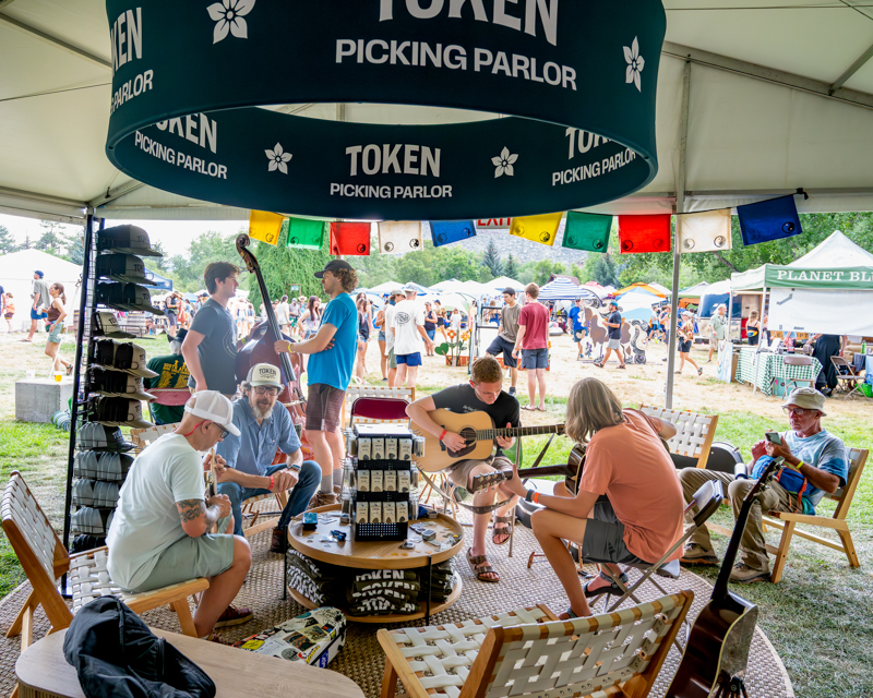 Token Picks set up at RockyGrass 2026 - photo © Tom Dunning