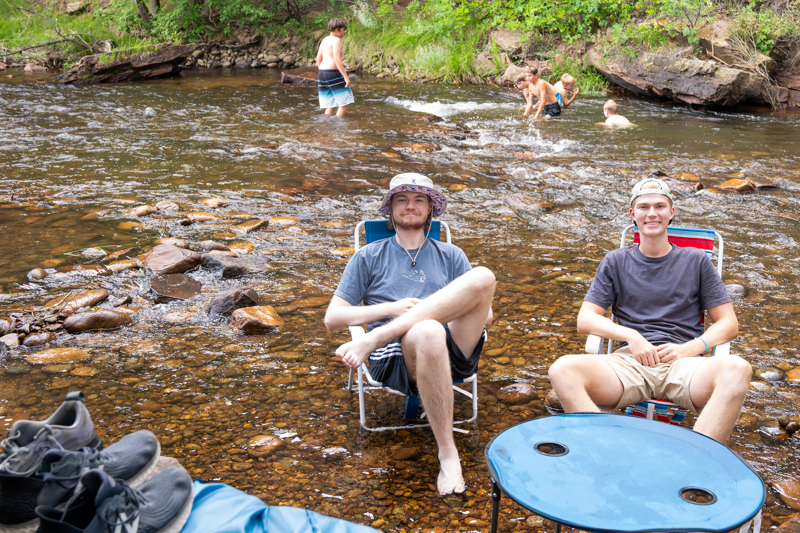 The St. Vrain River was cool though the temperatures were hot at RockyGrass 2026 - photo © Tom Dunning