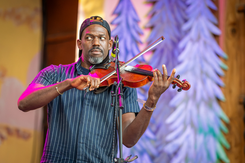 Justin Robinson with Rhiannon Giddens & The Old Time Revue at RockyGrass 2026 - photo © Tom Dunning