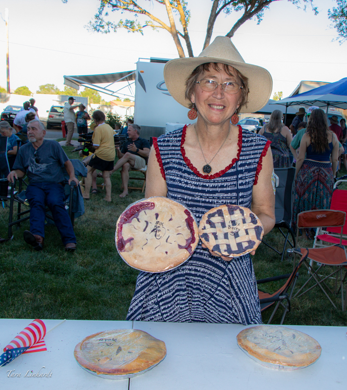 Sally Carpenter has her own orchard, grows the fruit, and makes the pies that are added to the winners prizes in the Banjo & Fiddle contest at the 2026 National Oldtime Fiddlers' Contest & Festival - photo © Tara Linhardt