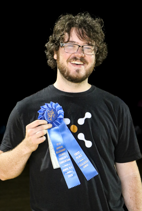 Steward Werner III, 1st Place Bluegrass Banjo at the 2026 Alleghany County Fiddlers' Convention - photo © G. Nicholas Hancock