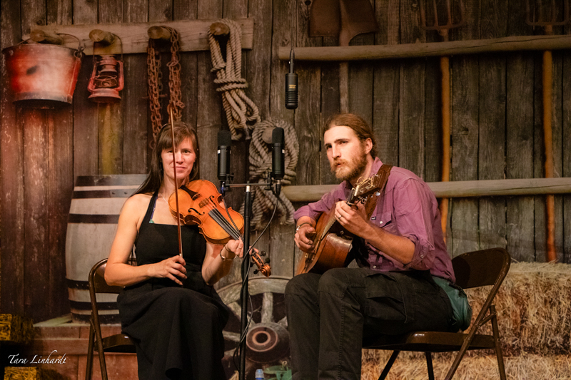Tashina Clarridge Lindley and Orin Lindley performed between contests at the 2026 National Oldtime Fiddlers' Contest & Festival - photo © Tara Linhardt