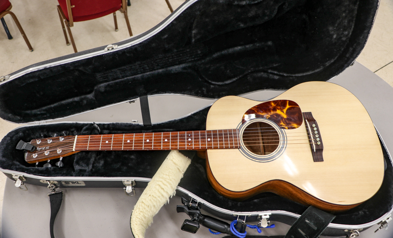 The Asher Hurley Memorial Scholarship guitar raffled off for scholarship money at the 2026 Abingdon Fiddlers' Convention - photo © G. Nicholas Hancock