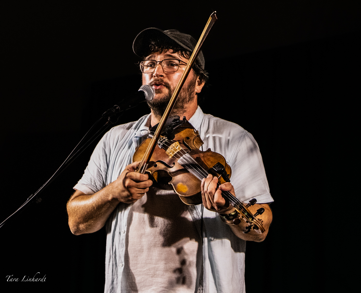 Noah VanNorstrand with The Faux Paws at the 2026 Grey Fox Bluegrass Festival - photo © Tara Linhardt