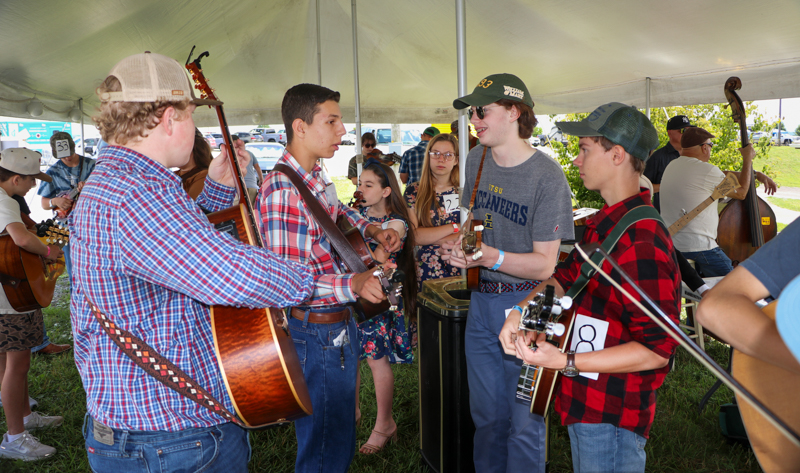 Youth band waiting to compete  at the 2026 Abingdon Fiddlers' Convention - photo © G. Nicholas Hancock