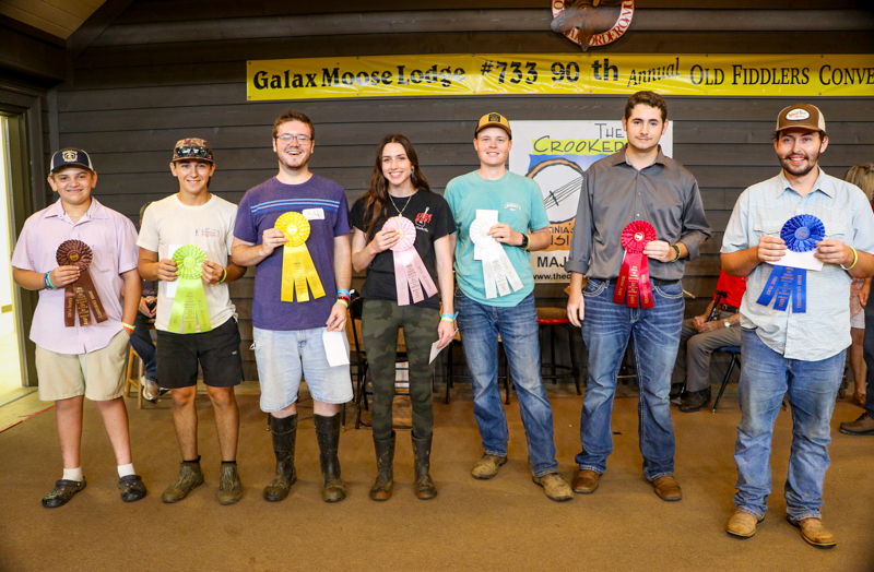 Bluegrass Banjo competition winners at the 2026 Old Fiddlers’ Convention – photo © G Nicholas Hancock