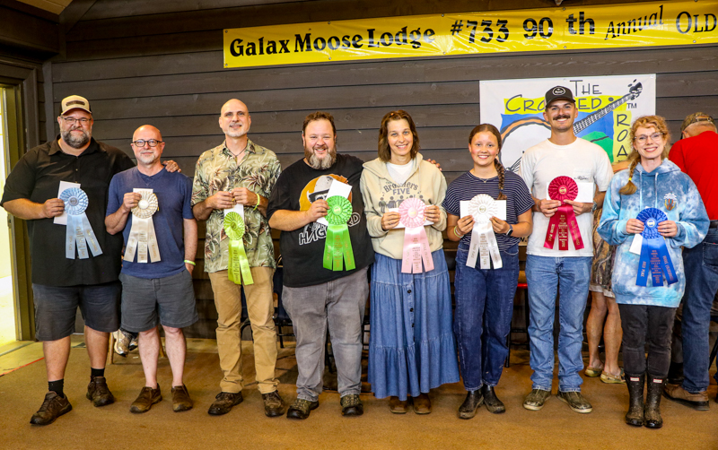 Bluegrass Fiddle competition winners at the 2026 Old Fiddlers’ Convention – photo © G Nicholas Hancock