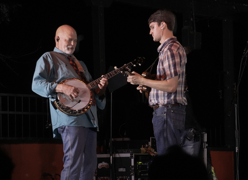 Sammy Shelor and Adam Miller with Lonesome River Band at the 2026 North Carolina State Bluegrass Festival in Cherokee - photo © Jeff Lahr