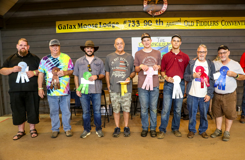 Dobro competition winners at the 2026 Old Fiddlers’ Convention – photo © G Nicholas Hancock