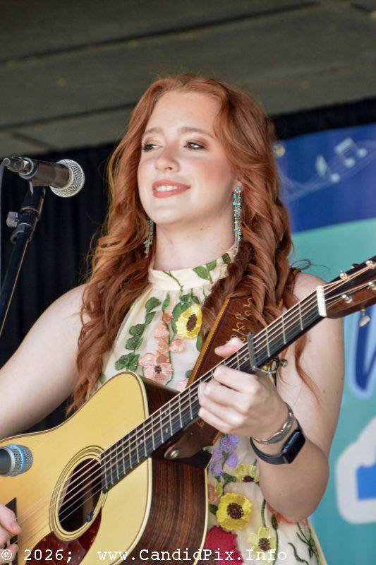 Lilly Anne Svrlinga with Creekwater Collective at the 2026 North Carolina State Bluegrass Festival - photo © Bill Warren