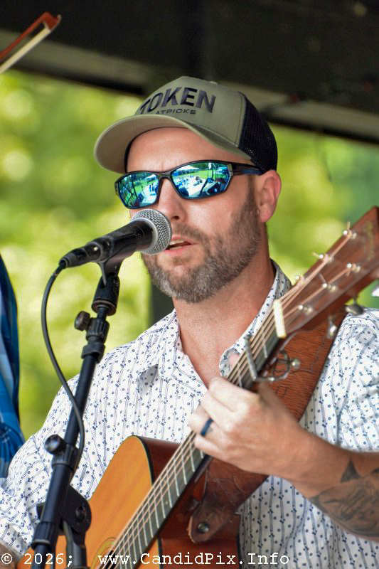 Josh Raines with The Chris Davis Band at the 2026 North Carolina State Bluegrass Festival - photo © Bill Warren