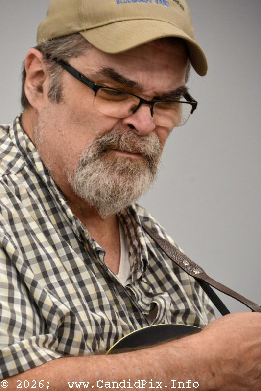 Greg Beasley with New Mountain Heritage at the 2026 Brown County Bluegrass Festival - photo © Bill Warren
