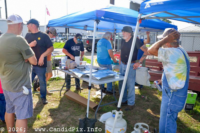 Edgar Loudermilk frying up hushpuppies and fish for Edgar's Fish Fry at the Brown County Bluegrass Festival - photo © Bill Warren