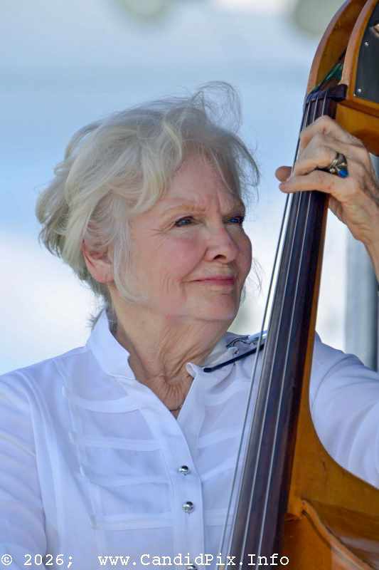 Janet Flexman with New Mountain Heritage at the 2026 Brown County Bluegrass Festival - photo © Bill Warren
