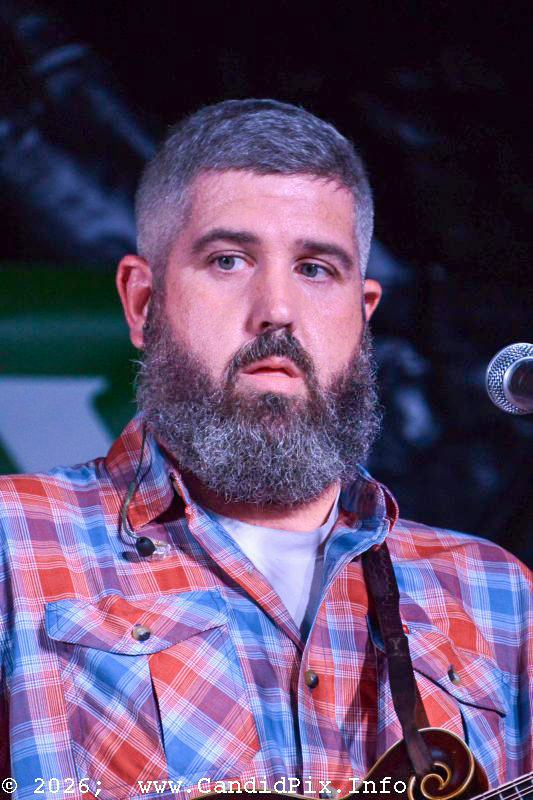 Chaston Carroll with Hammertowne at the 2026 Brown County Bluegrass Festival - photo © Bill Warren