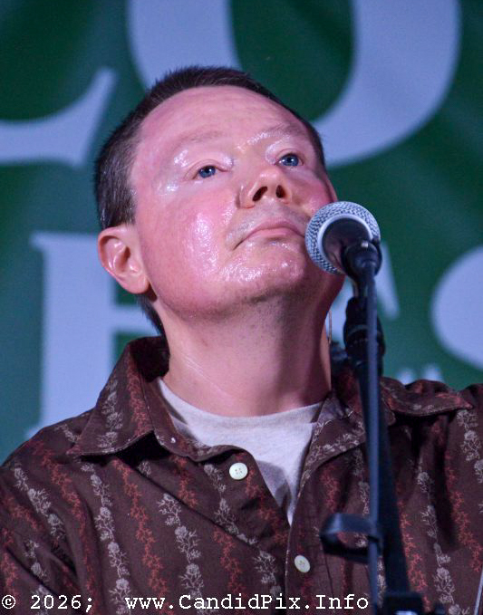 Bryan Russell with Hammertowne at the 2026 Brown County Bluegrass Festival - photo © Bill Warren
