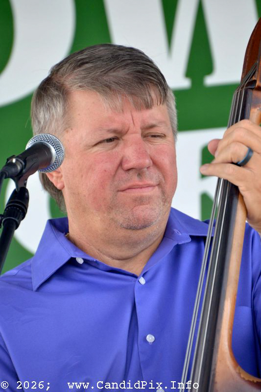 Kevin Lamm with Lorraine Jordan & Carolina Road at the 2026 Brown County Bluegrass Festival - photo © Bill Warren