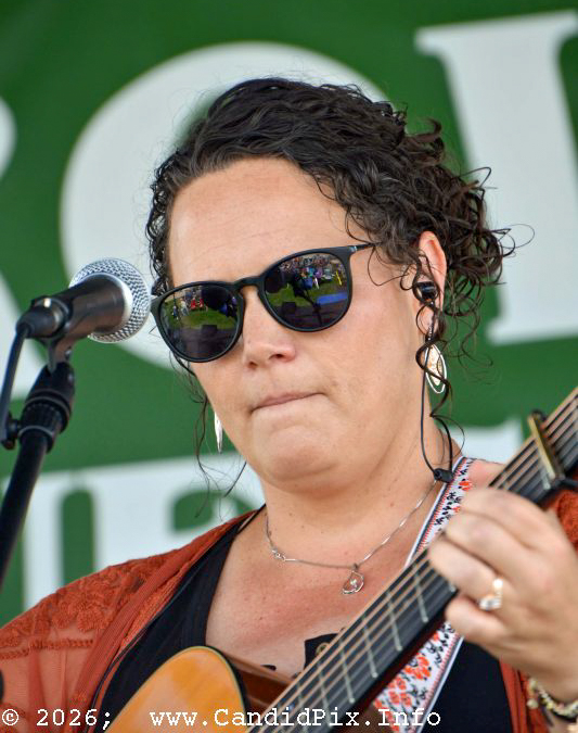 Kelsey Dobbs with Kauffman Road at the 2026 Brown County Bluegrass Festival - photo © Bill Warren