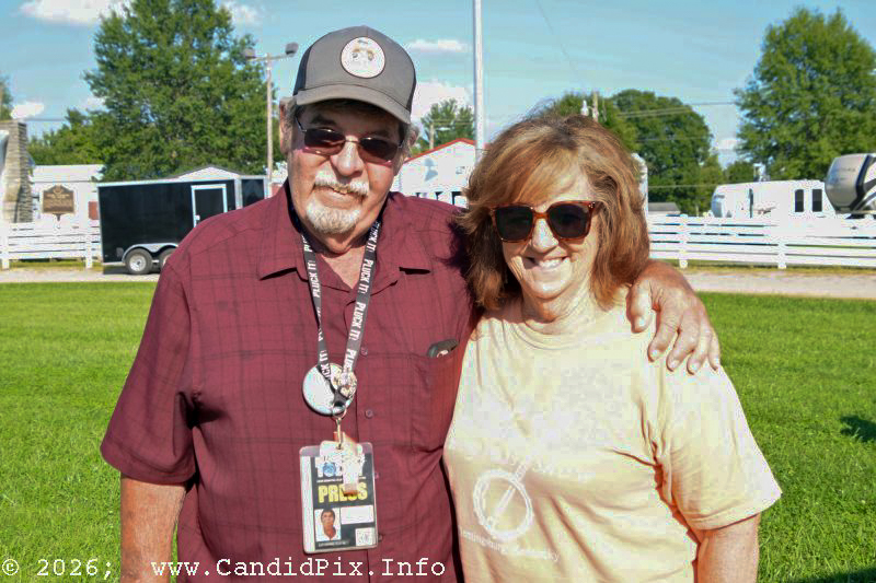 Bill Warren and Paul Hinton, who Lorraine Jordan says are the hardest working pair at the 2026 Brown County Bluegrass Festival - photo © Bill Warren