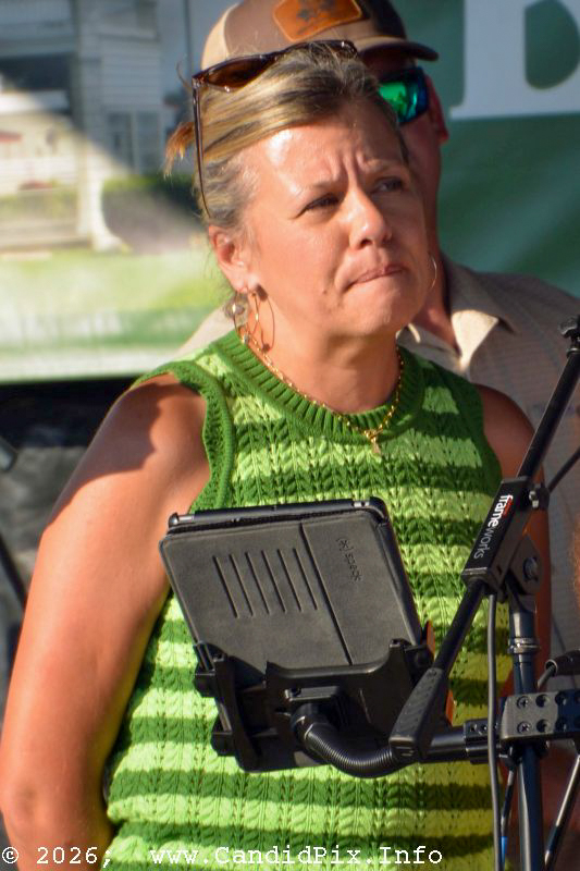 Amy Stewart joins Catahoula Drive at the 2026 Brown County Bluegrass Festival - photo © Bill Warren