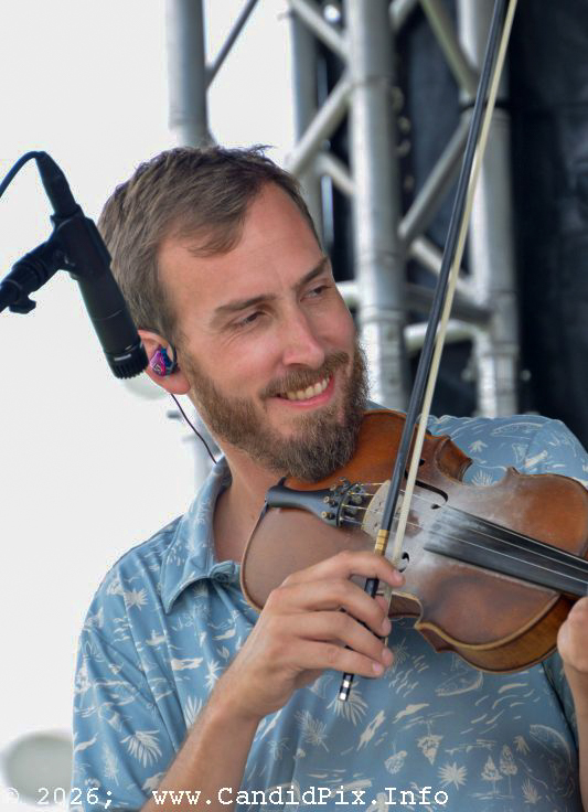 Isaac Smith with Harbourtown at the 2026 Brown County Bluegrass Festival - photo © Bill Warren