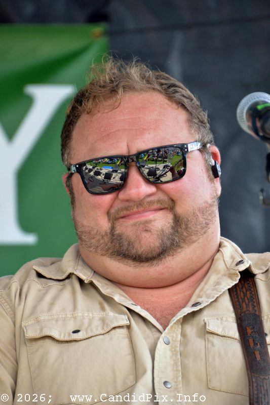 Eli Johnston with Authentic Unlimited at the 2026 Brown County Bluegrass Festival - photo © Bill Warren