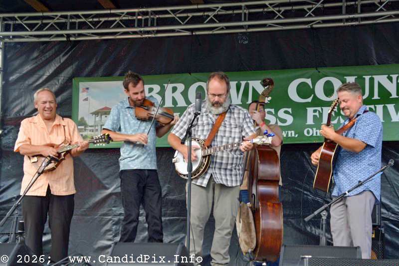 Brian Holbrooks joins Harbourtown at the 2026 Brown County Bluegrass Festival - photo © Bill Warren
