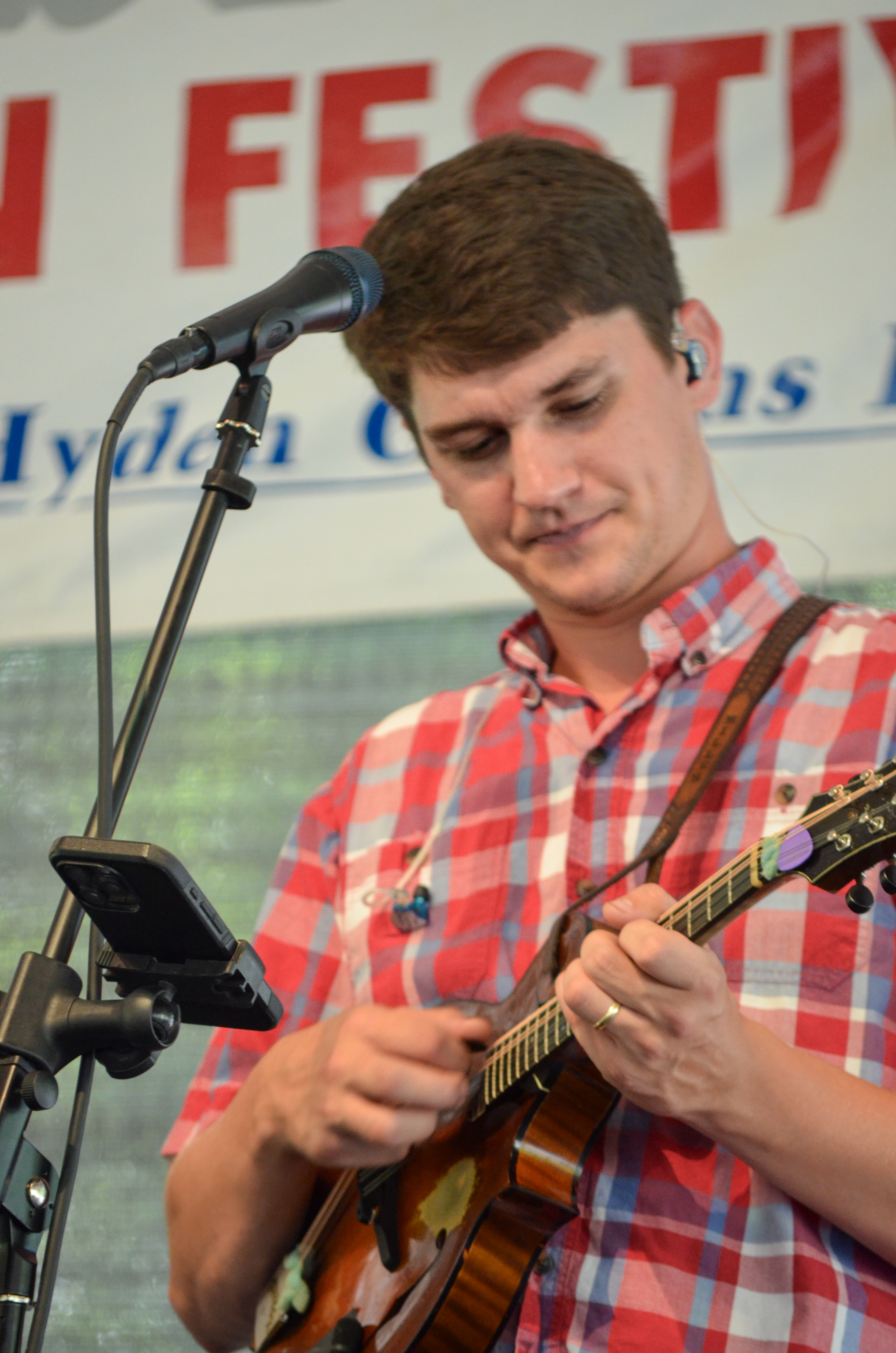 Adam Miller with Lonesome River Band at the 2026 Osborne Brothers Hometown Festival - photo © Roger Black