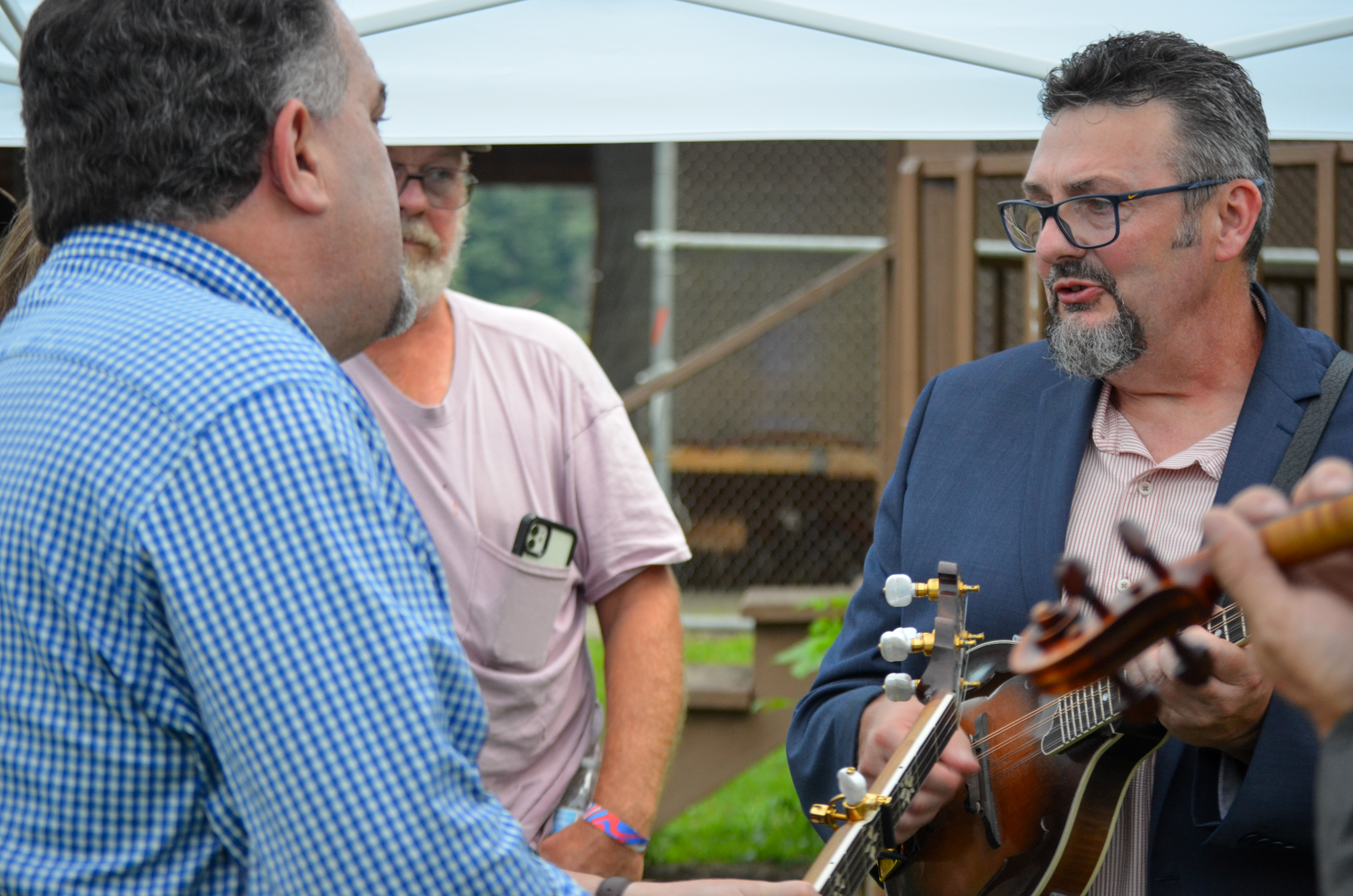 Dean Osborne Band warming up backstage at the 2026 Osborne Brothers Hometown Festival - photo © Roger Black