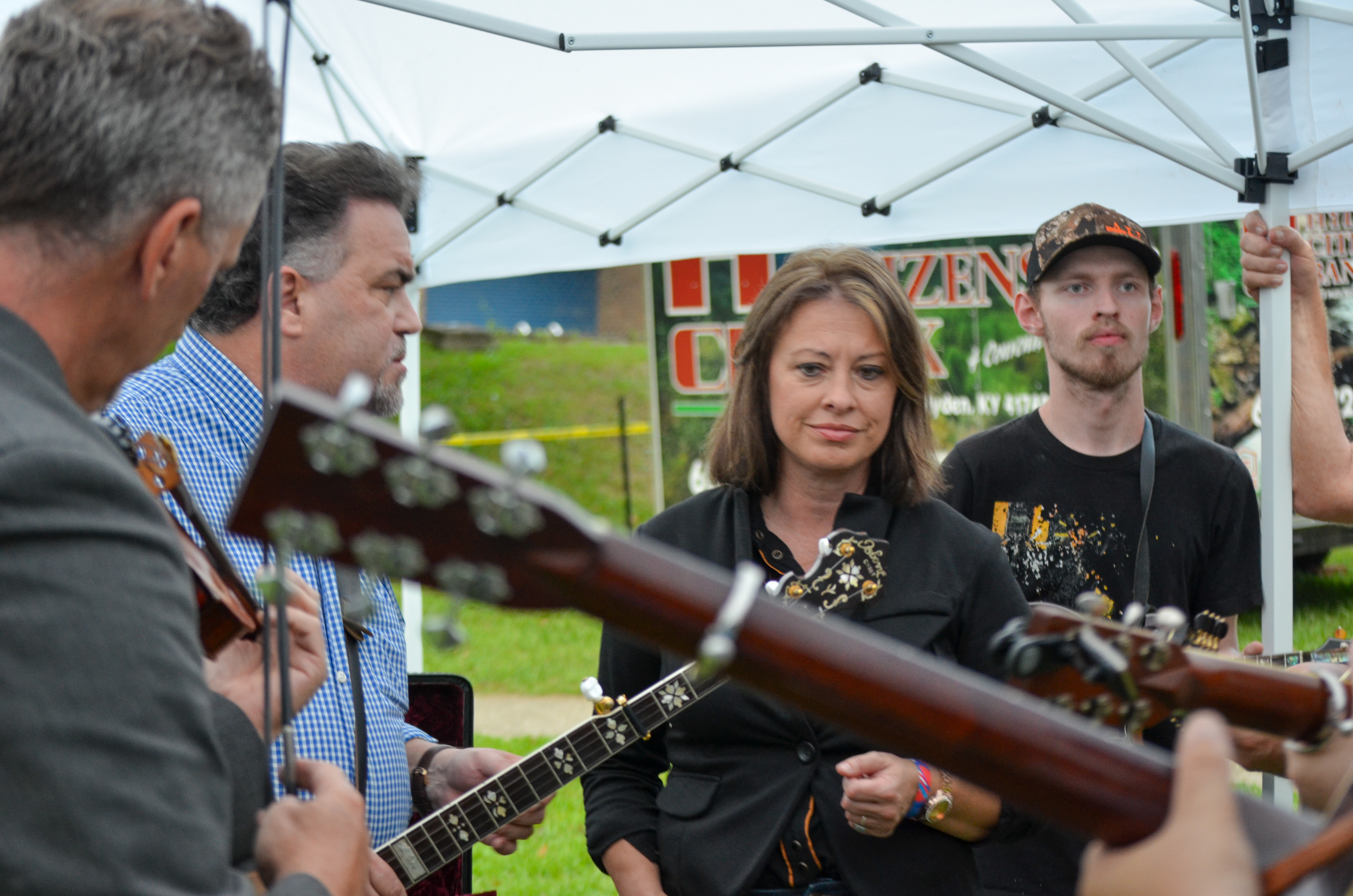 Dean Osborne Band warming up backstage at the 2026 Osborne Brothers Hometown Festival - photo © Roger Black