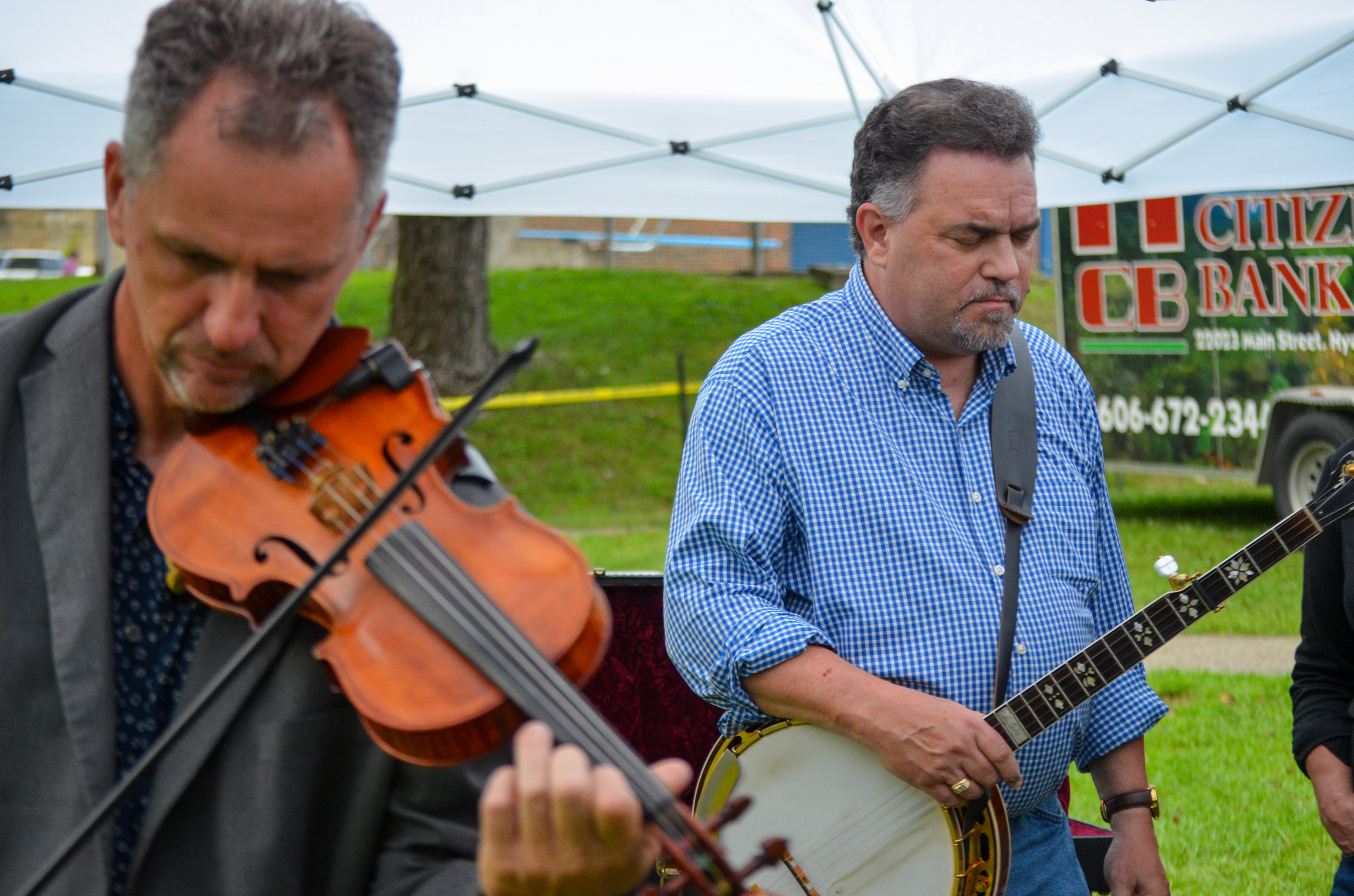 Dean Osborne Band warming up backstage at the 2026 Osborne Brothers Hometown Festival - photo © Roger Black