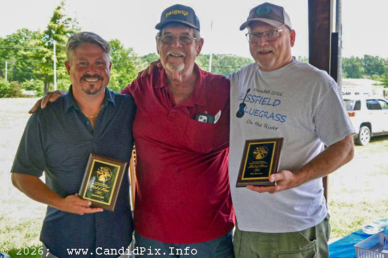Jeremie Cole, Bill Warren, and Ron Benton at the 2026 Kentuckians of Michigan picnic - photo © Bill Warren