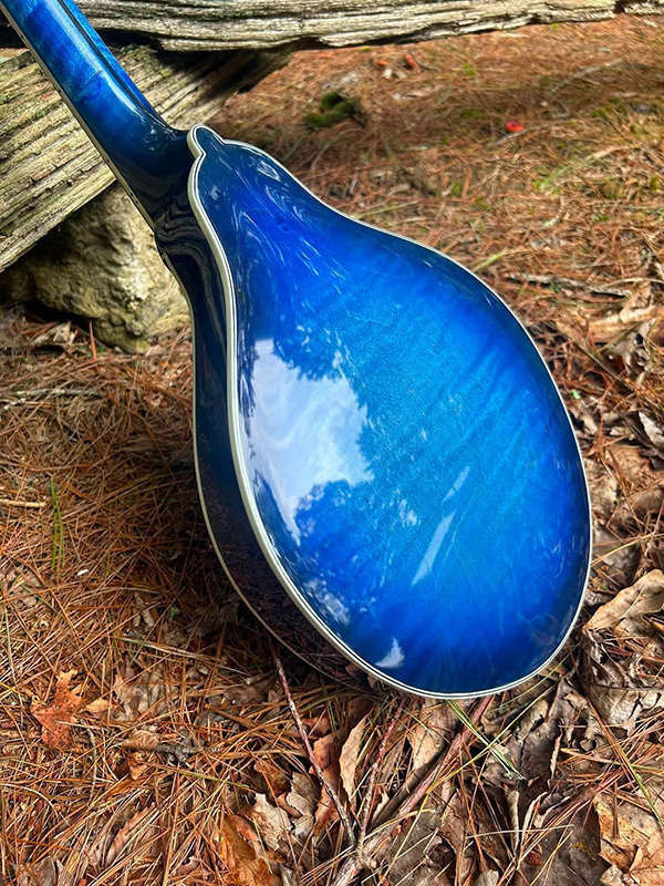 Milom Williams' custom blue left-handed June A-style mandolin