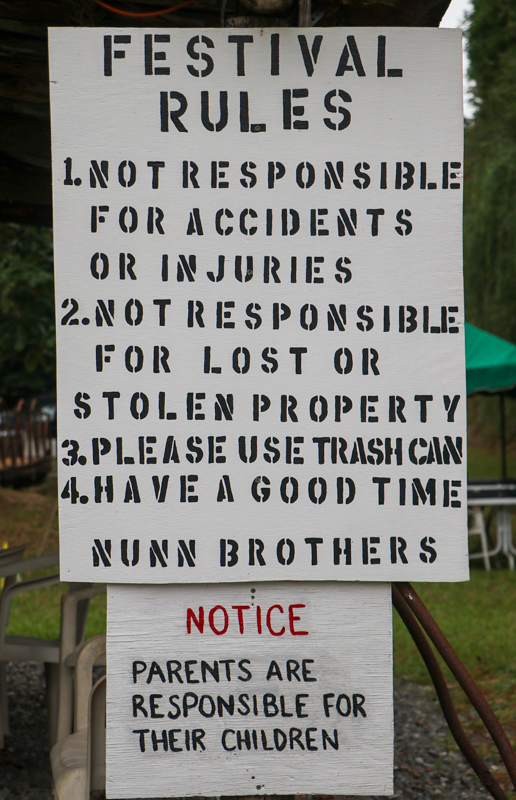 Festival rules at the 2026 Nunn Brother Bluegrass Festival - photo © G. Nicholas Hancock