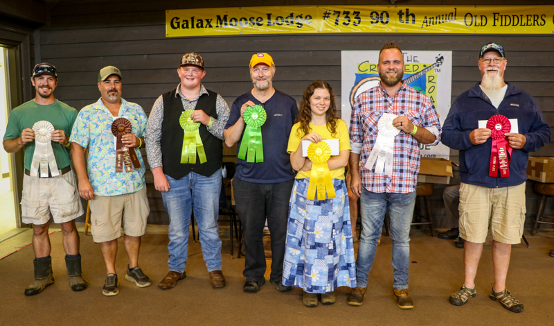 Guitar competition winners at the 2026 Old Fiddlers’ Convention – photo © G Nicholas Hancock