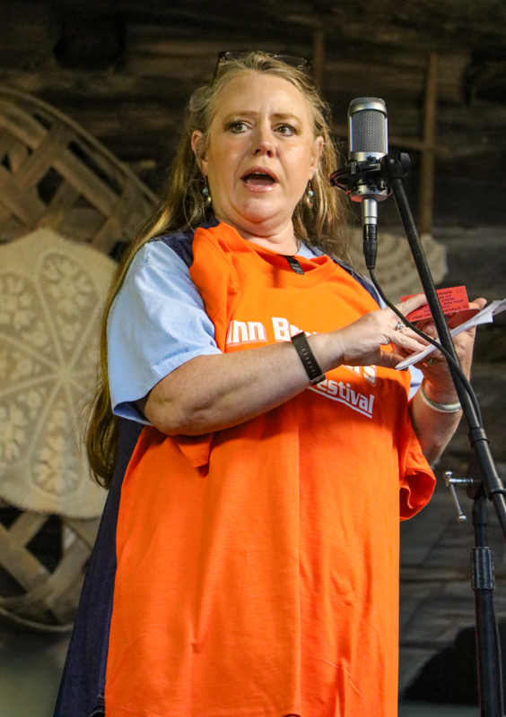 Jennie Lowery, MC, at the 2026 Nunn Brothers Bluegrass Music Festival - photo © G. Nicholas Hancock