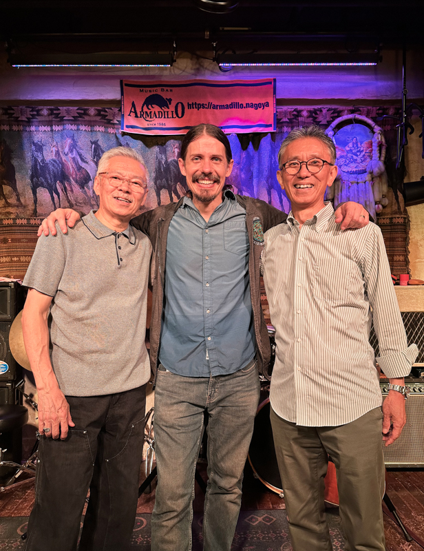 Kaz Inaba, Christopher Henry, and Masatoshi Inaba at Armadillo in Nagoya (6/20/26) - photo courtesy of Kaz Inaba