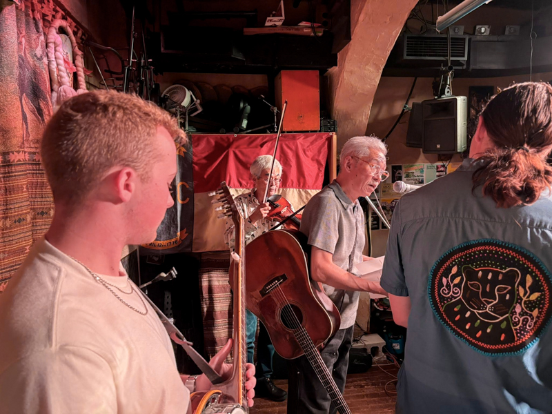 Cain on banjo with Kaz Inaba at Armadillo in Nagoya (6/20/26) - photo courtesy of Kaz Inaba