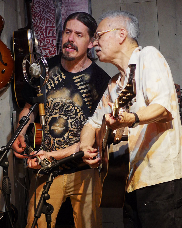 Christopher Henry and Kaz Inaba at the Guitar Trailer in Kurashiki (6/27/26) - photo courtesy of Kaz Inaba