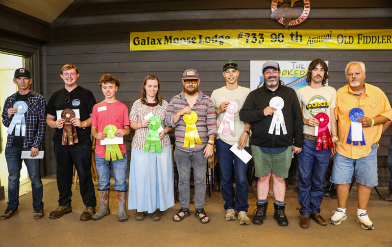 Mandolin competition winners at the 2026 Old Fiddlers’ Convention – photo © G Nicholas Hancock
