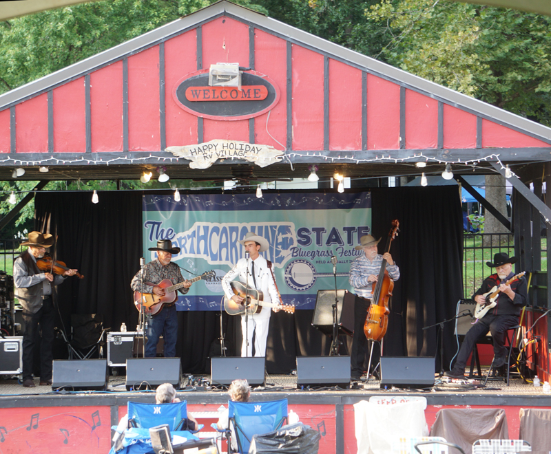 Garrett Newton and the Lovesick Drifters on Wednesday at the 2026 North Carolina State Bluegrass Festival - photo © Jeff Lahr