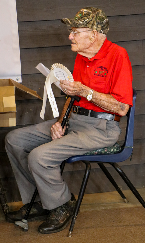 Oscar Hall, 98, assisting at the 2026 Old Fiddlers’ Convention – photo © G. Nicholas Hancock