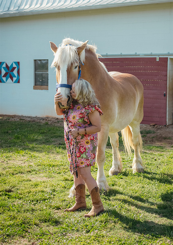 Donna Hughes with Potato, the retired pulling champion