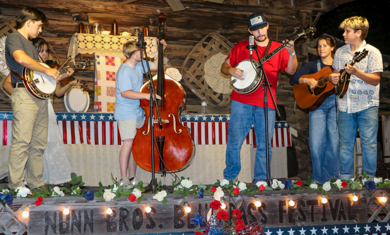 Travis Watts, guest banjoist with Dear MariBella & The Pigkickers at the 2026 Nunn Brothers Bluegrass Music Festival - photo © G. Nicholas Hancock