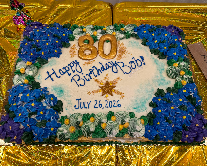 Bob Artis wanted lots of icing on his cake at his 80th birthday celebration (7/26/26) - photo © Karen Artis