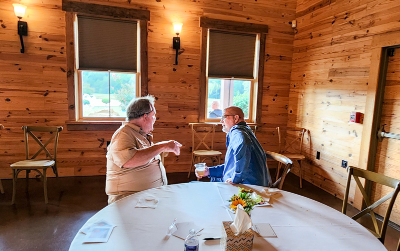 Sammy Shelor chatting at Allen Mills' Celebration of Life (9/20/26) - photo © Sandy Hatley