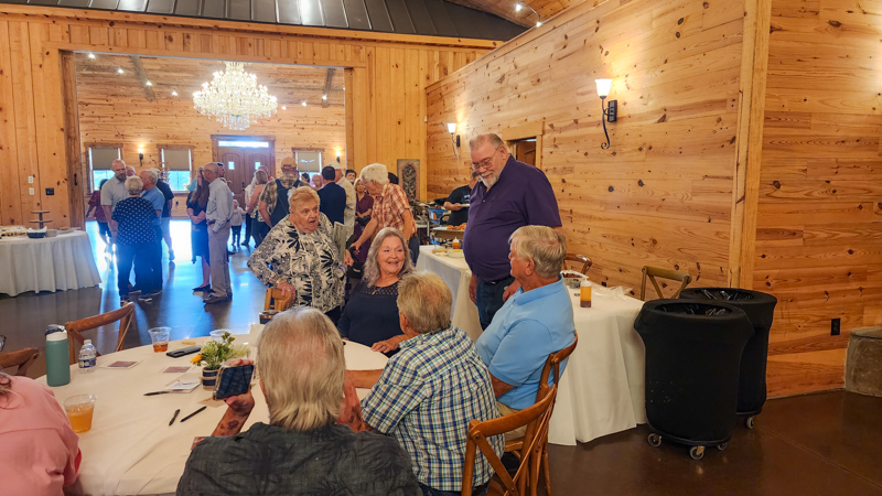Johnny Ridge chatting with friends at Allen Mills' Celebration of Life (9/20/26) - photo © Sandy Hatley