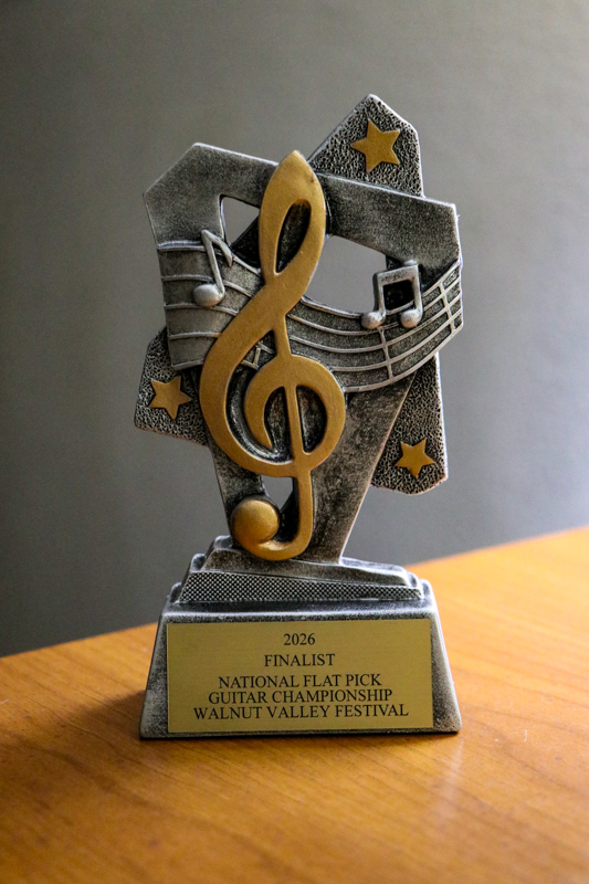 A finalist trophy at the 2026 Walnut Valley Festival - photo © G. Nicholas Hancock