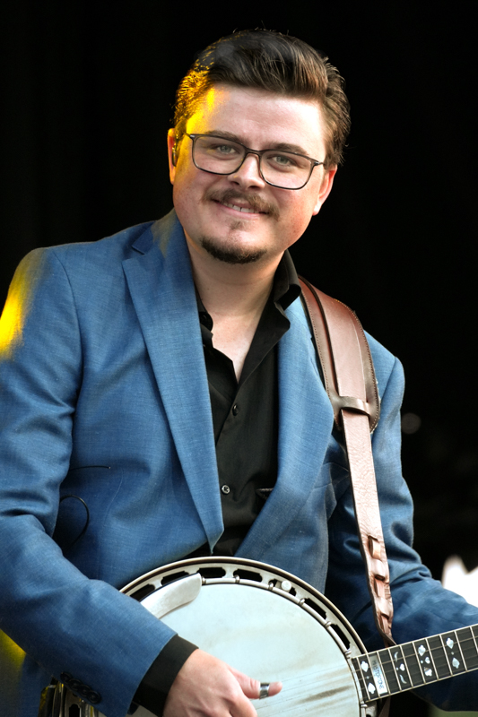 Jesse Baker with Dailey & Vincent at the 2026 Canton Labor Day Celebration - photo © Jeff Lahr